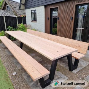 Picknicktafel douglas hout met stalen frame