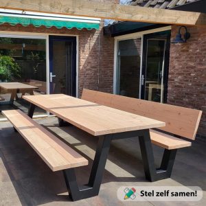 Picknicktafel met rugleuning op maat