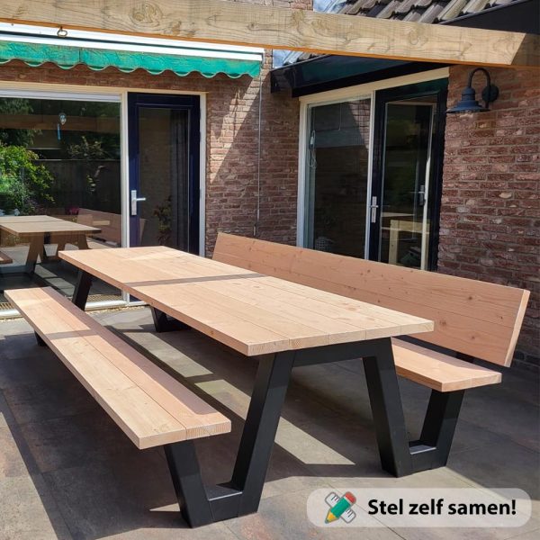 Picknicktafel met rugleuning op maat