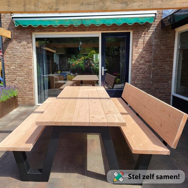 Picknicktafel hout met rugleuning